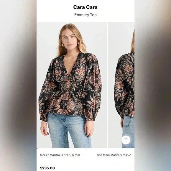 Cara Cara Emmery Boho Floral Poplin Top Size S LIKE NEW - Picture 2 of 6